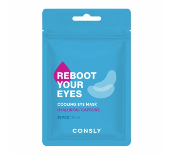 Consly eyes reboot hyaluronic acid & caffeine cooling eye mask патчи тканевые охлаждающие 30шт