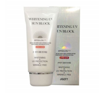 Jigott Whitening UV sun block крем для лица и тела солнцезащитный осветляющий SPF50+ PA+++  70мл