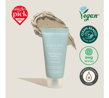 Mary&May cica tea tree soothing wash off pack глиняная маска для чувствительной кожи 30g