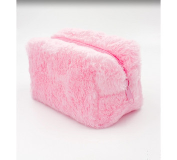Cosmetic bag косметичка меховая розовая