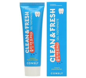 10.2026 Consly clean&fresh calcium & natural sea salt remineralizing gel toothpaste гелевая зубная паста с кальцием 105г
