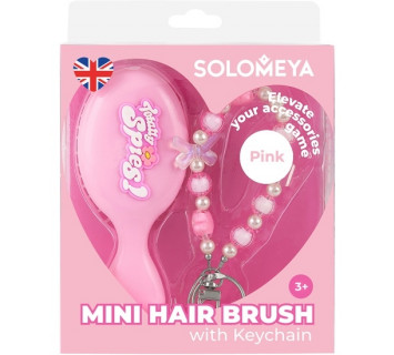 Solomeya массажная мини-расческа для волос с подвеской, розовая