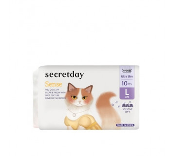 Secretday Sense хлопковые гигиенические прокладки, размер L, 10шт