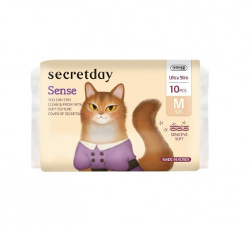 Secretday Sense хлопковые гигиенические прокладки, размер M, 10шт