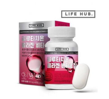 LIFE HUB БАД Glutathione fish collagen vitamin С антиоксидантный комплекс с глутатионом 60шт